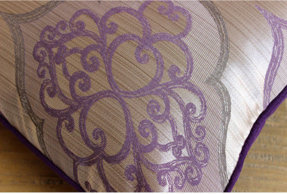 Luxury Damask Purple Shams, Art Silk 24"x24" Pillow Sham, Damask Purple Galore