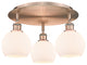 Athens-3 Light 18" Flush Mount-Antique Copper, Matte White Glass Shade