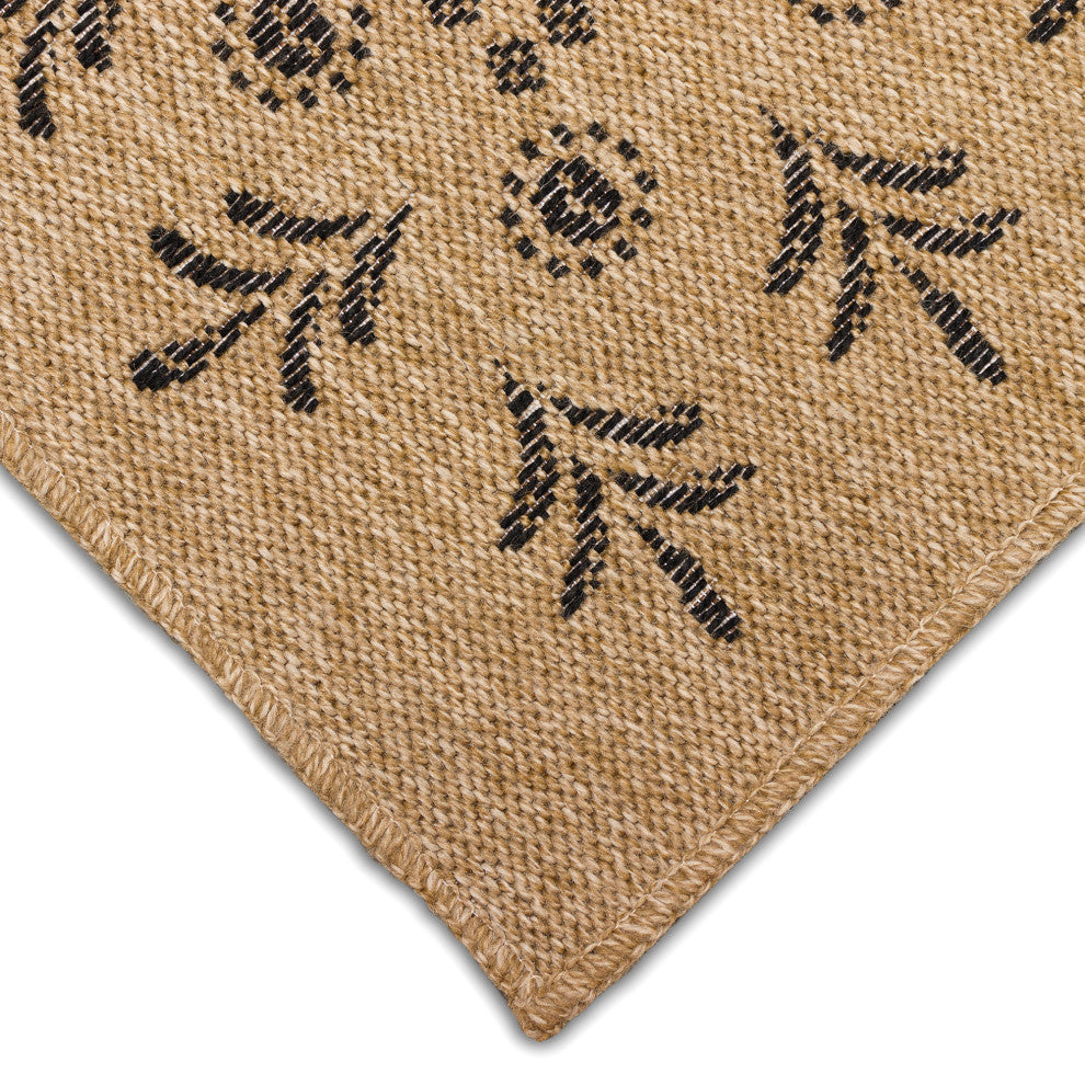 Sahara Block Print Border Indoor/Outdoor Rug Natural 1'11"x7'6"