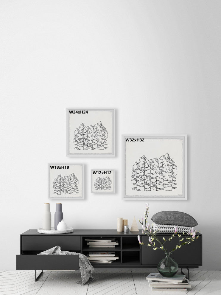 "Mountains Outline" Framed Painting Print, 32x32