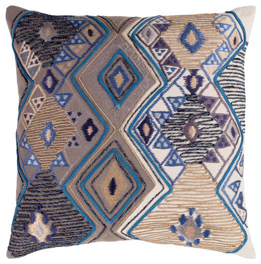 Surya Splendid SLD-002 22"x22" Pillow Cover, Taupe/Cream