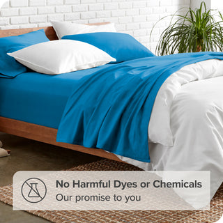 Bare Home 1800 Microfiber Sheet Set, Medium Blue, Queen