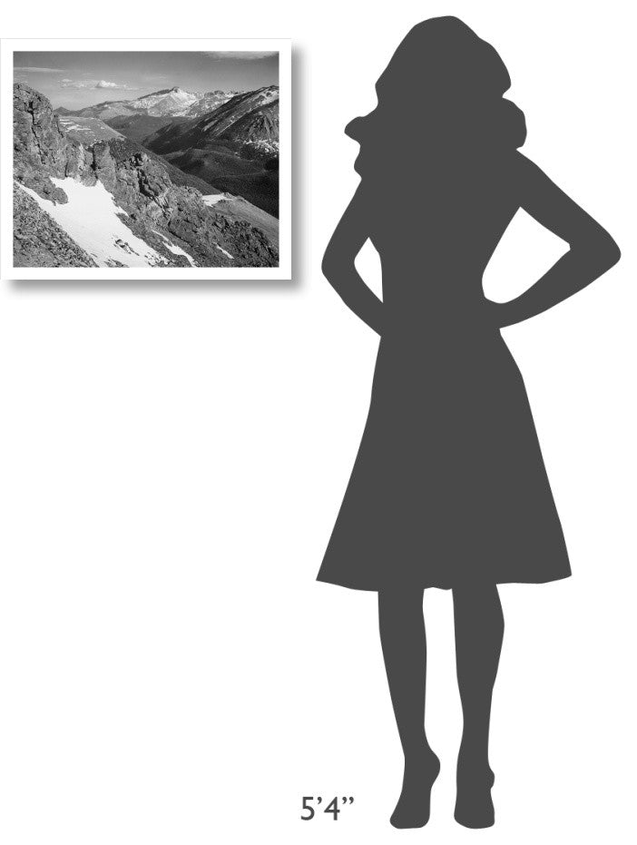 "Barren mountains with snow, Rocky Mountain NP, 1941-1942" Paper Art, 24"x20"
