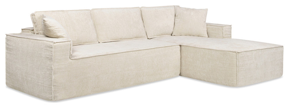 Brenley 110.5" L-Shaped Sofa-in-a-Box Sectional, Beige, Right-Arm Facing