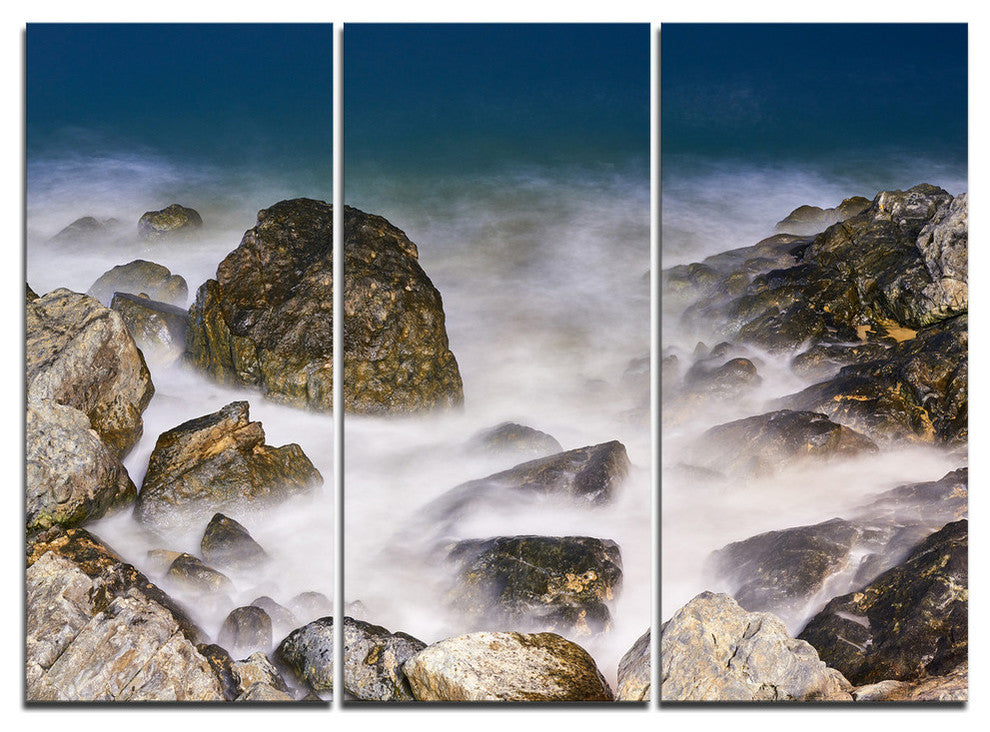 "Rocky Waves at Haeundae Coast Busan" Metal Wall Art, 3 Panels, 36"x28"