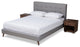 Blake Light Gray Fabric Upholstered Queen Platform Bed With Two Nightstands