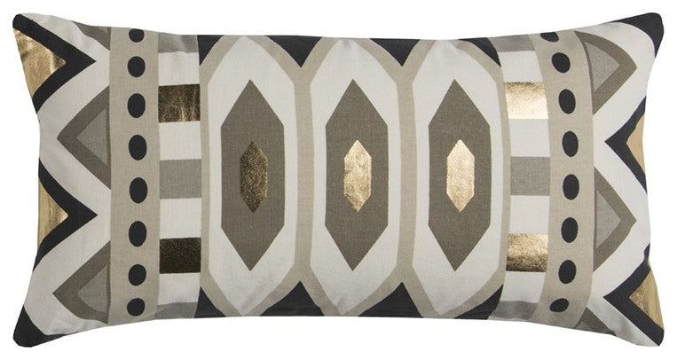 Gold Metallic Contemporary Pattern Lumbar Pillow