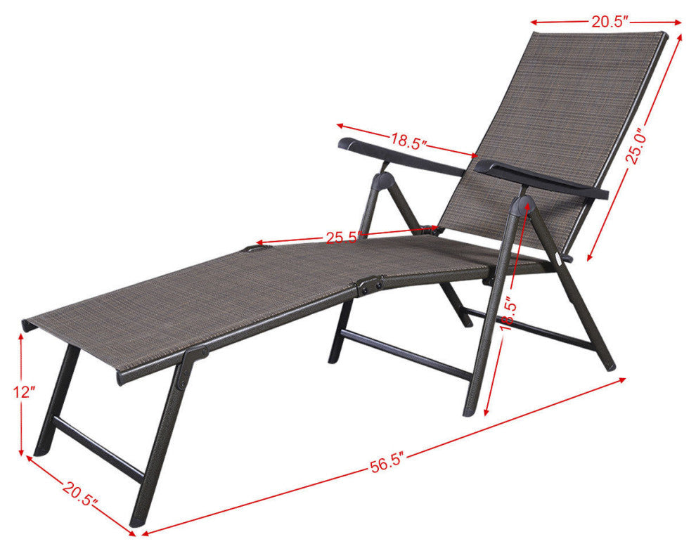 Costway Pool Chaise Lounge Chair Recliner Outdoor Patio Furniture Adjustable