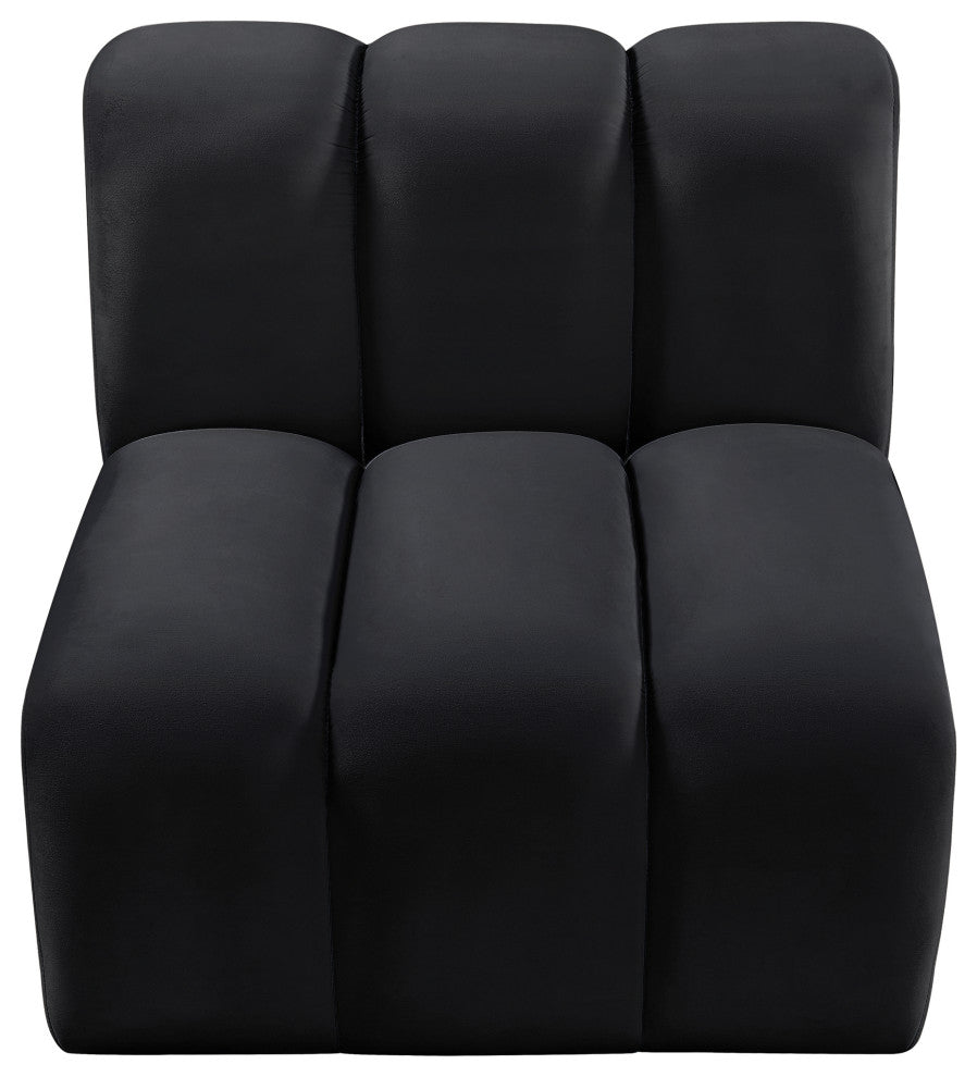 Arc Upholstered Modular Component, Black, 1-Piece: Straight Chair, Velvet