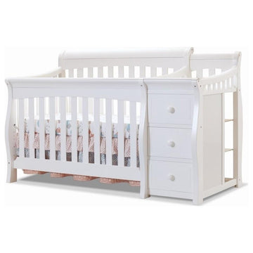 Pemberly Row 4 in 1 Convertible Wood Crib and Changer Combo in White