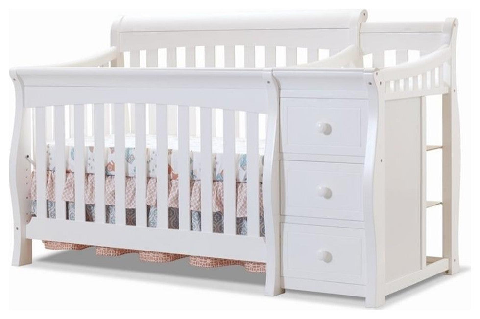 Pemberly Row 4 in 1 Convertible Wood Crib and Changer Combo in White