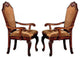 Benzara BM266509 Arm Chair With Fabric Seat and Crown Top, Set of 2, Brown