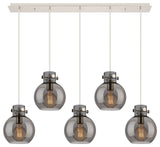 Newton Sphere 5 Light 8" Cord Linear Pendant, Polished Nickel, Light Smoke