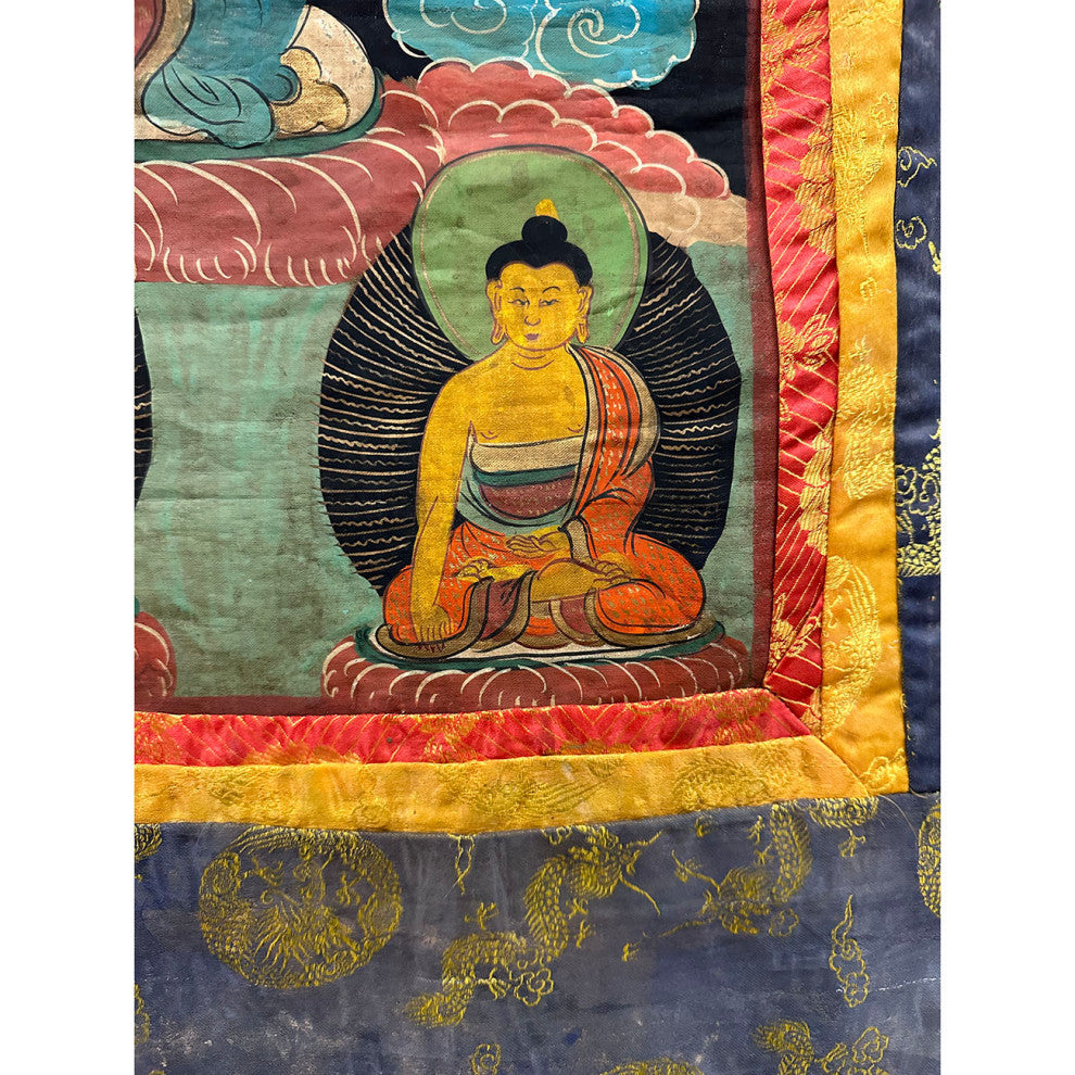 Consigned 19th Century Antique Tibetan Hand Painted Buddhist Thangka