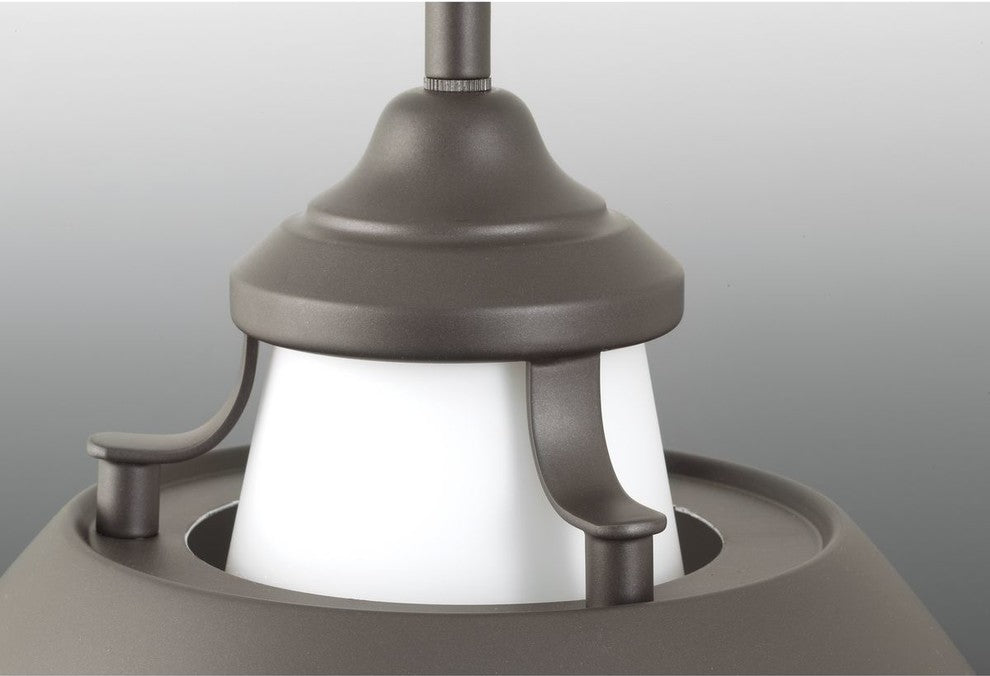 Carbon 1-Light Pendant with Metal Shade, 11"