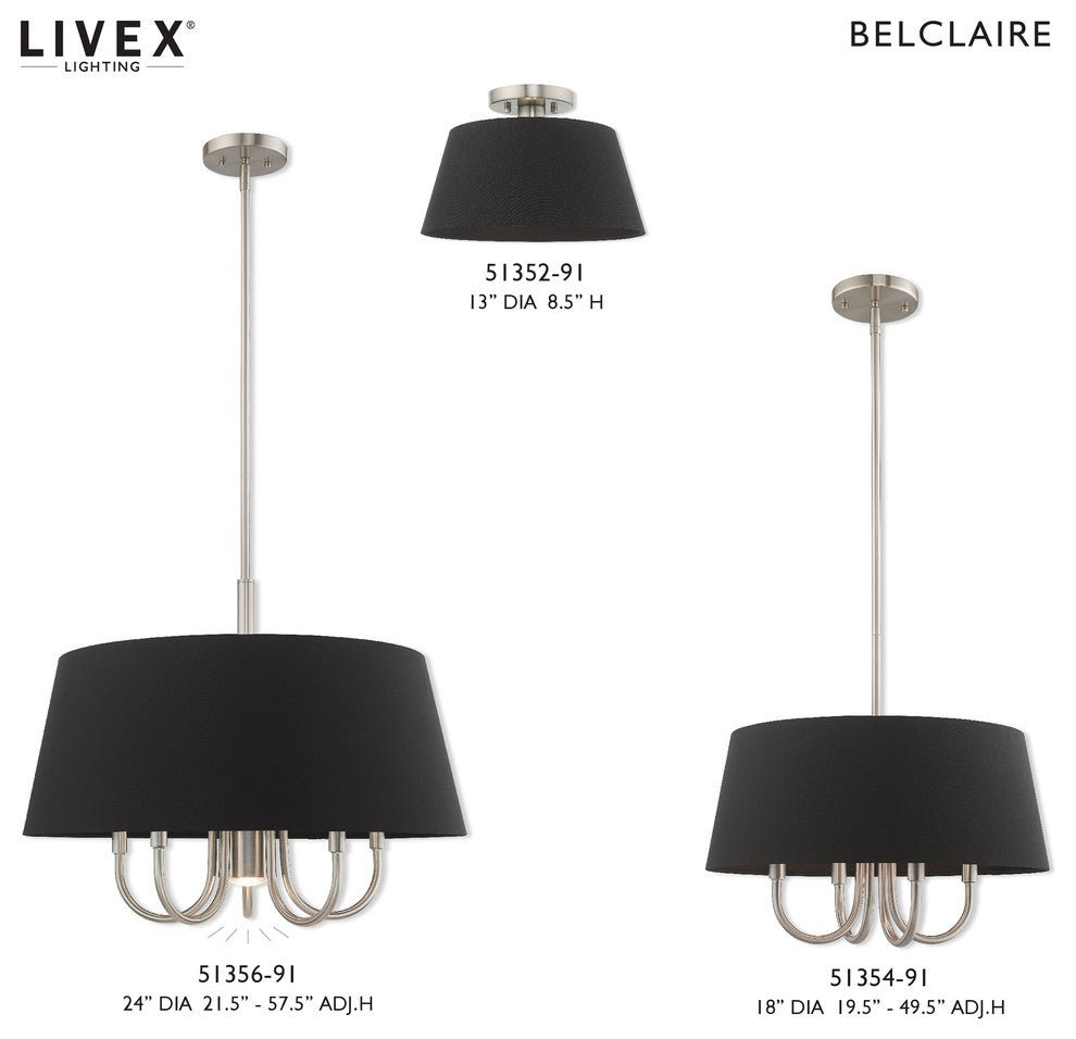 Livex Lighting Brushed Nickel 5 + 1 * Light Pendant Chandelier