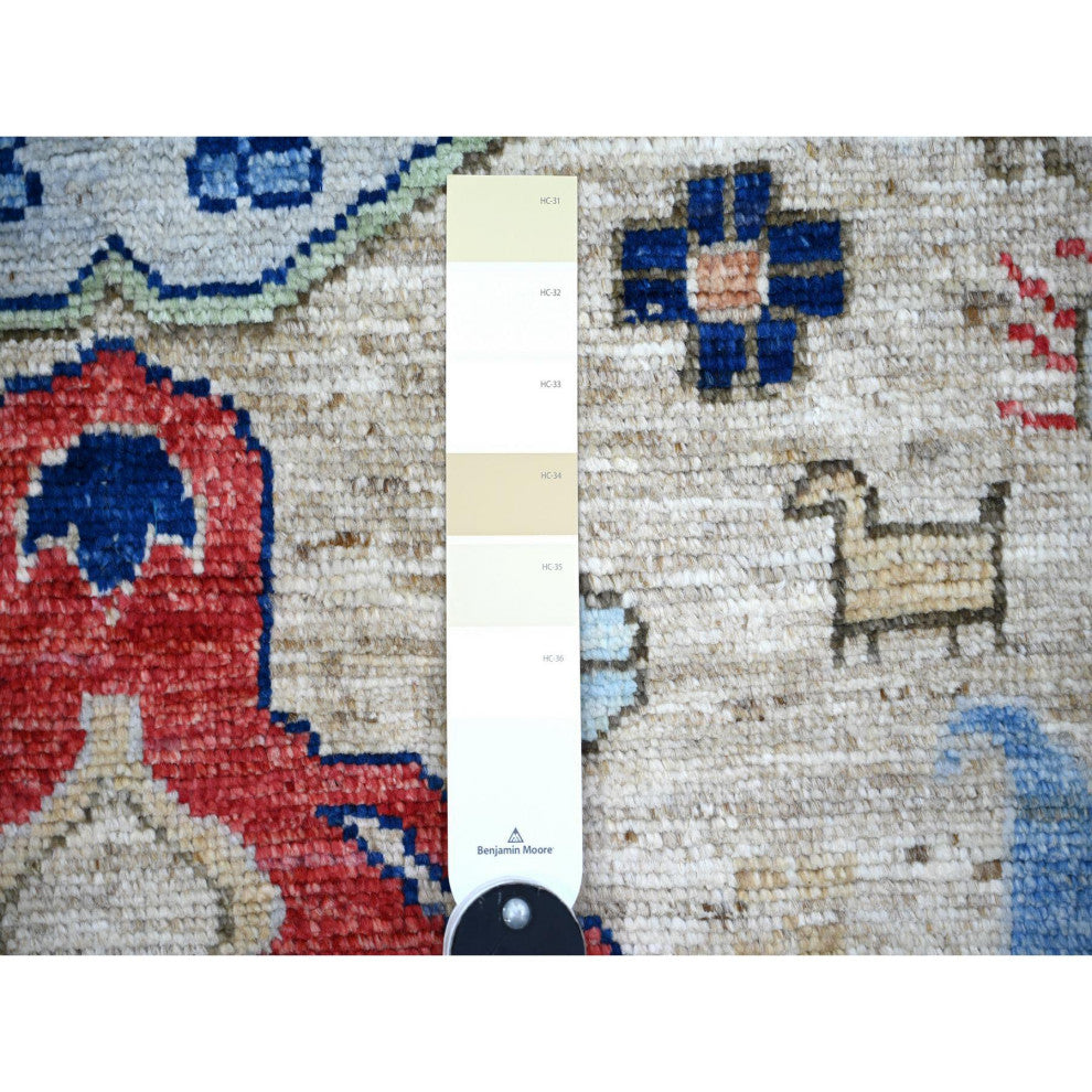 Tan Anatolian Village Inspired Design Wool Hand Knotted Runner Rug 3'1"x7'9"