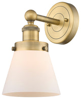 Small Cone 1-Light 7" Sconce, Brushed Brass Finish, Matte White Shade