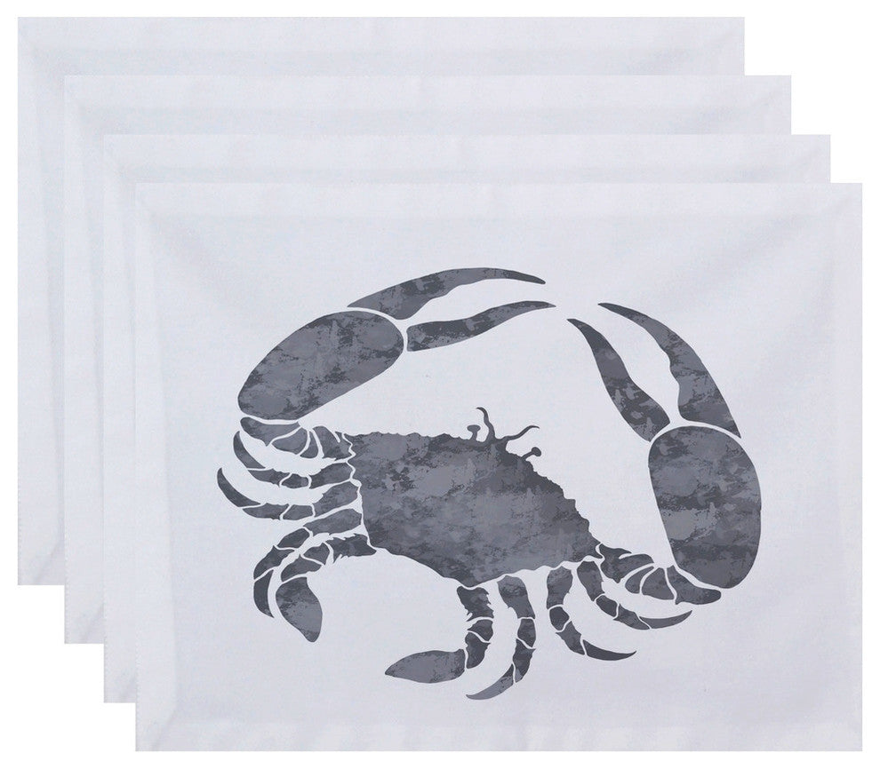18"x14" Crab, Animal Print Placemat, Set of 4, Gray