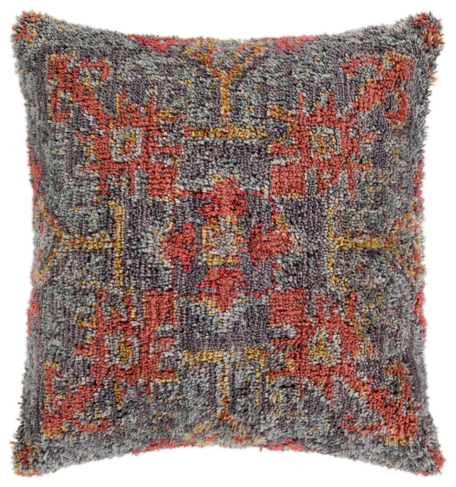 Surya Yuri YRI-004 20"x20" Pillow Cover, Ivory/Burnt Orange/Saffron