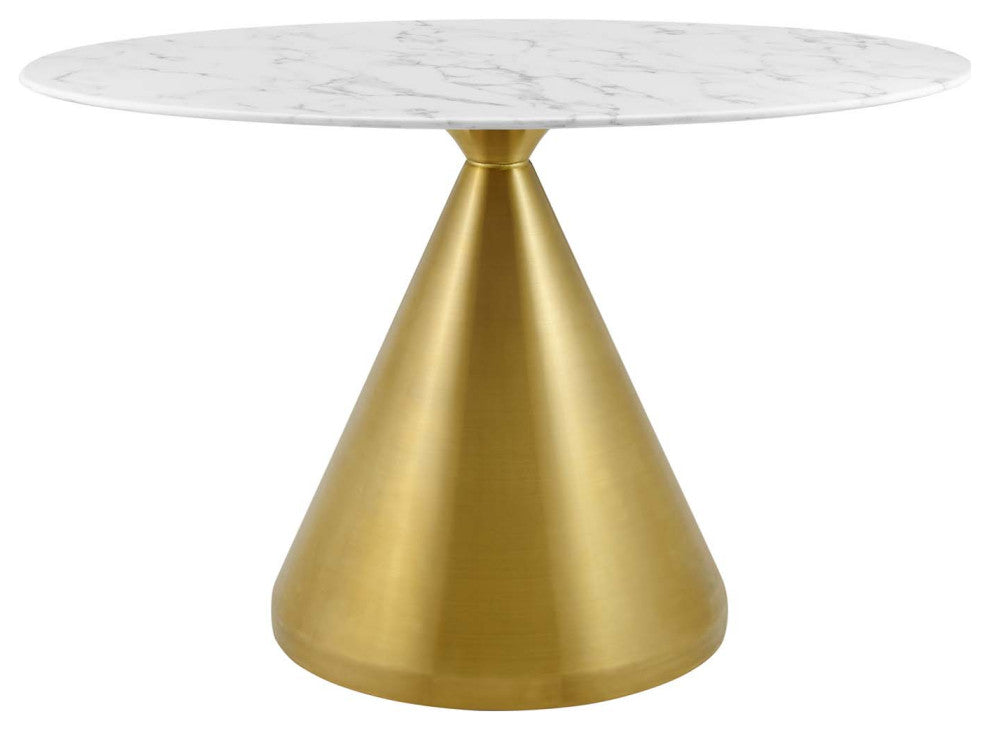 Tupelo 48" Oval Artificial Marble Dining Table, Gold White