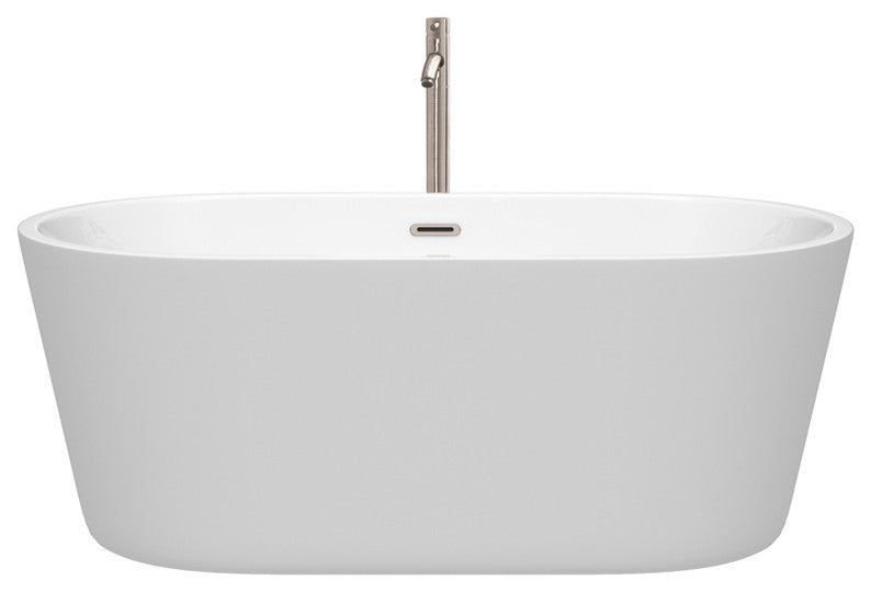60" Freestanding Bathtub, White, With Faucet