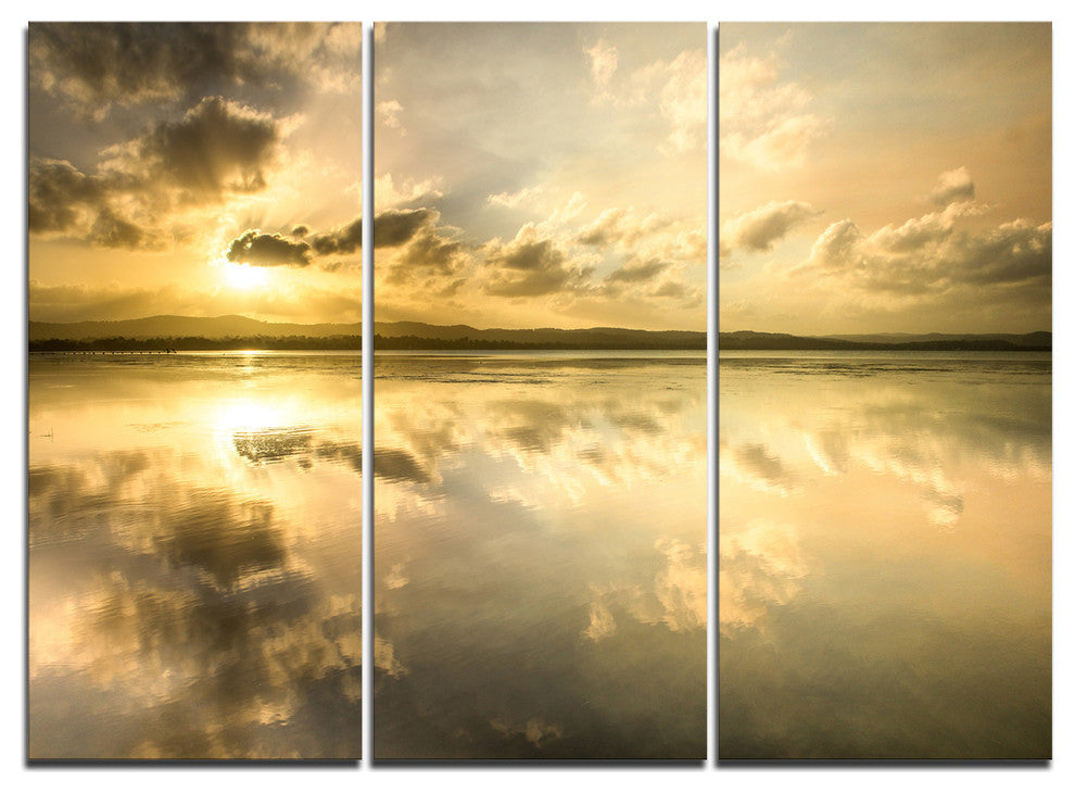"Amazing Foreshore Reserve Reflection" Metal Wall Art, 3 Panels, 36"x28"