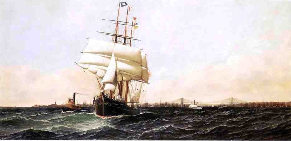 Antonio Jacobsen The American Leaving New York Harbor Gallery Wrapped Canvas