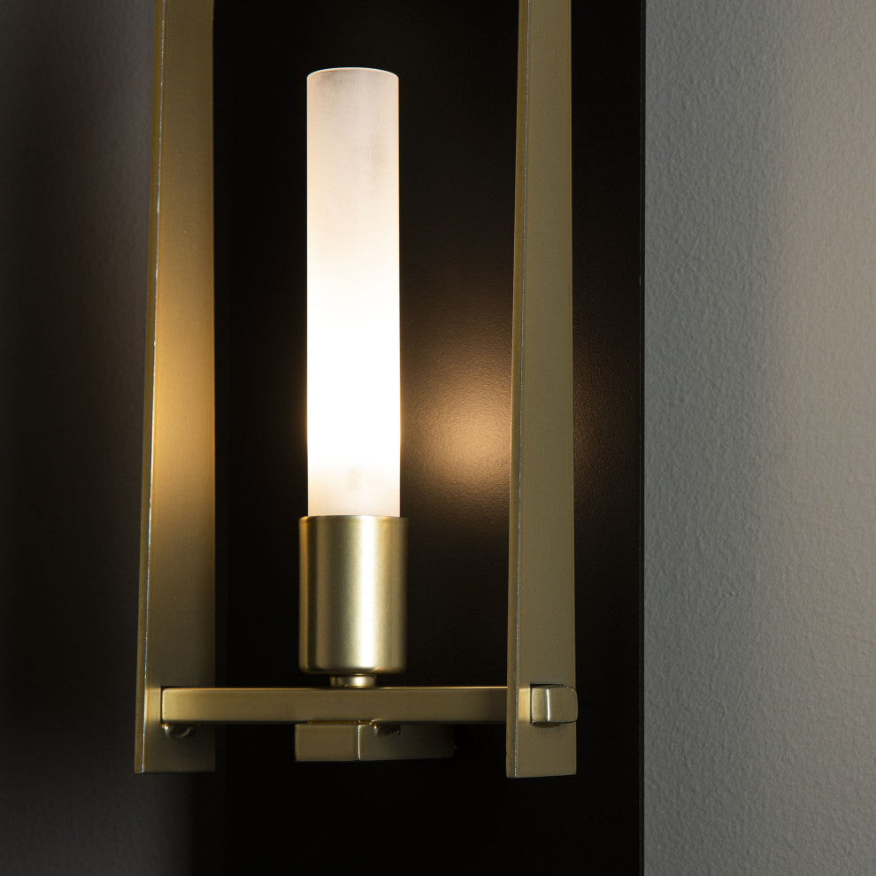 Triomphe 1-Light Sconce Black Modern Brass Accent Frosted Glass