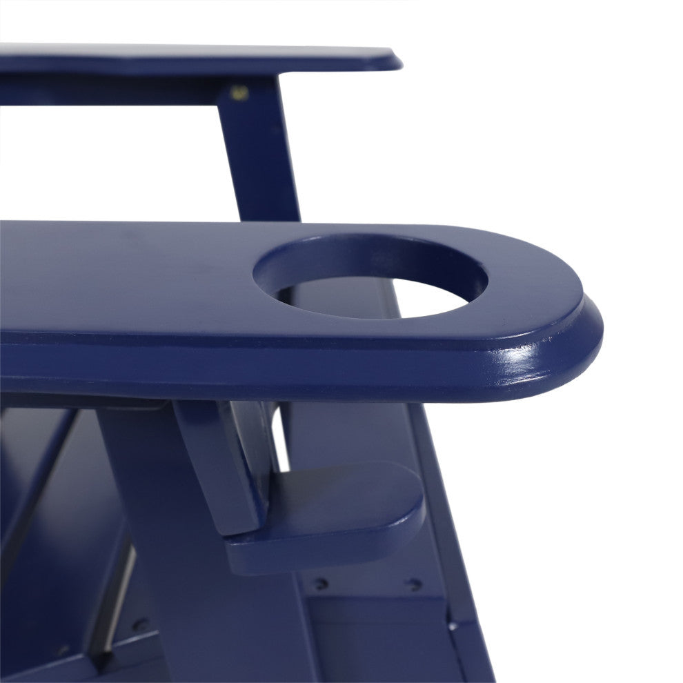 Javion Outdoor Acacia Wood Folding Adirondack Chairs, Set of 2, Navy Blue