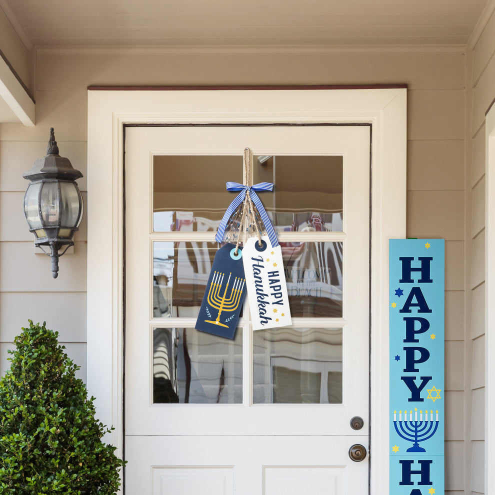 24"H Wooden Hanukkah  Doorknob Hanging Decor