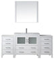 Virtu Dior 72" Single Bathroom Vanity, White, Polished Chrome Faucet, Mirror