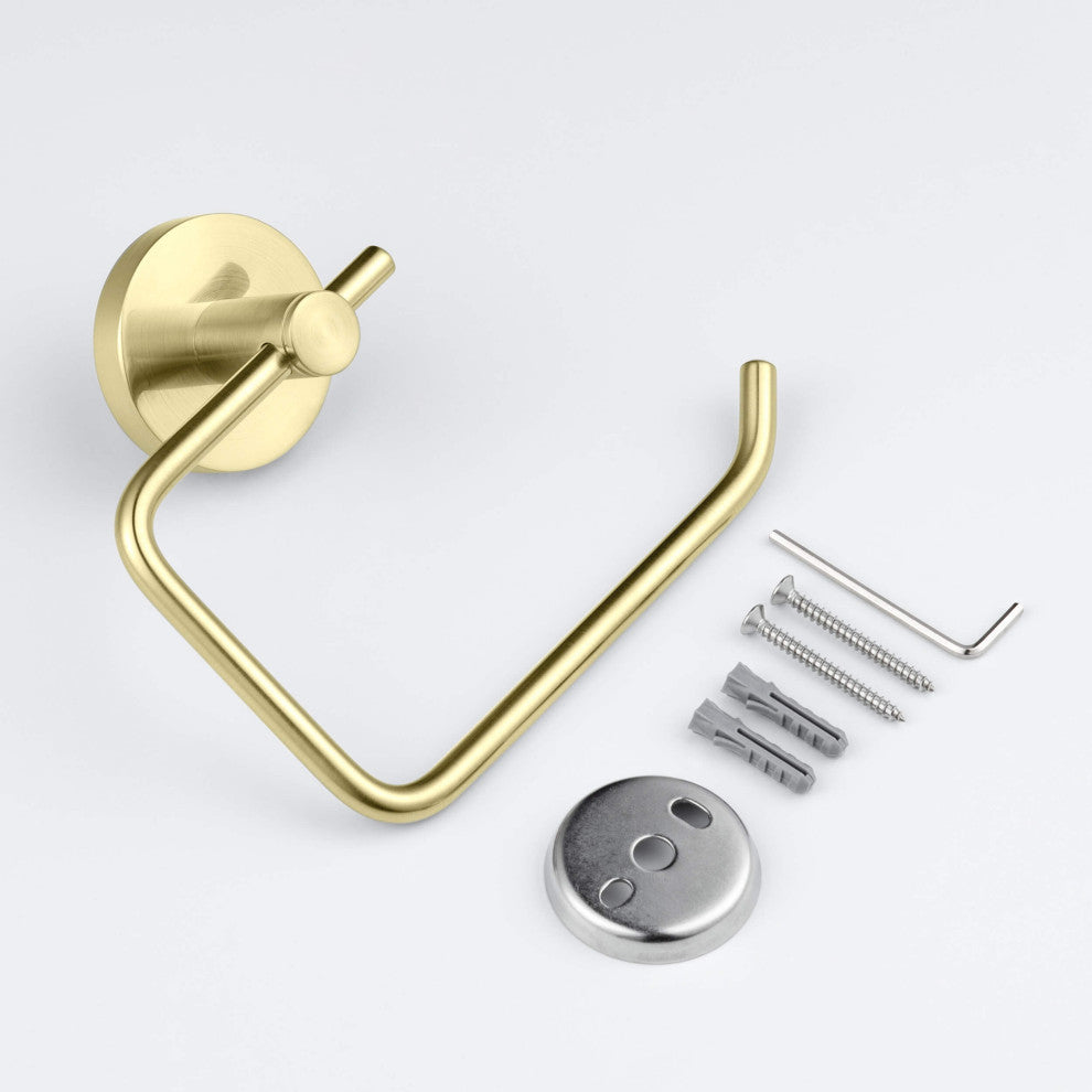 Circular Toilet Paper Holder, Brushed Gold