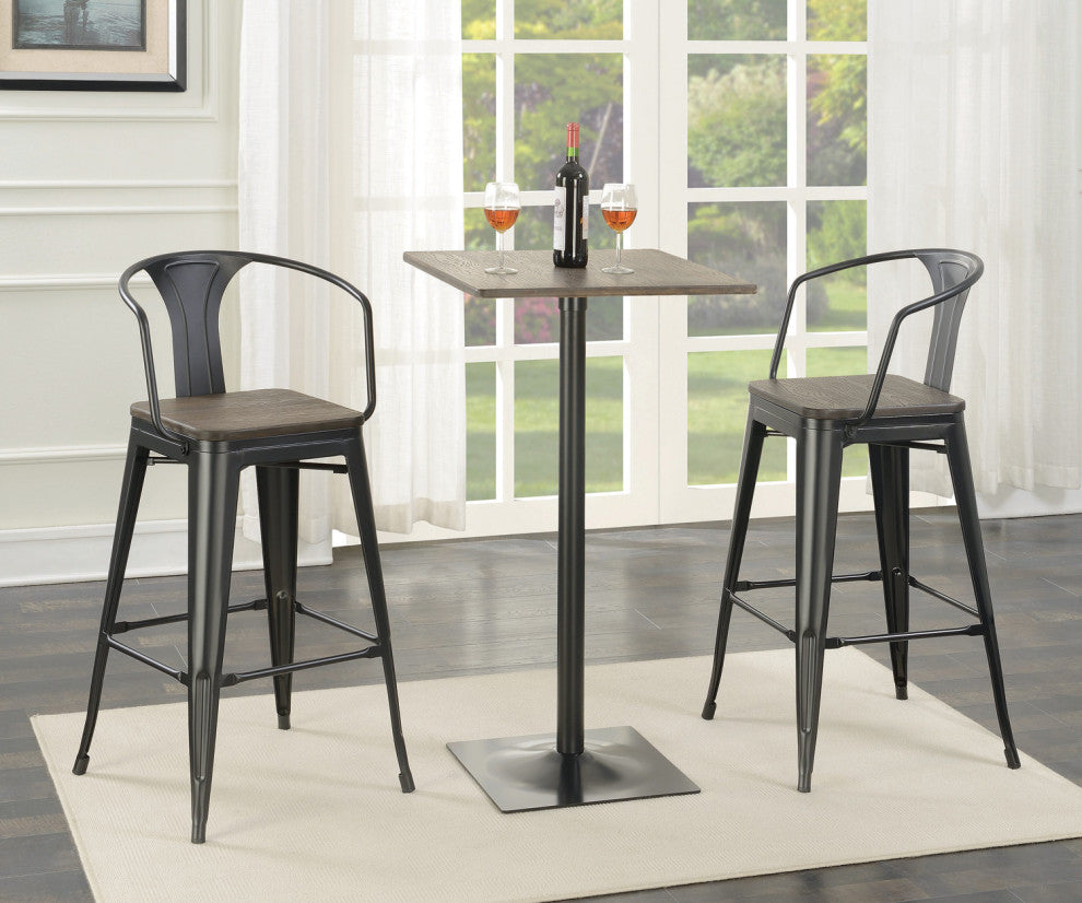 Wood Bar Table, Dark Elm and Matte Black