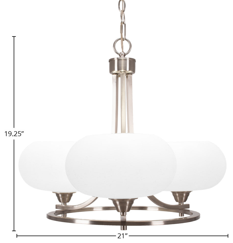 Paramount Uplight 3-Light Chandelier, Brushed Nickel, 10" White Muslin Glass