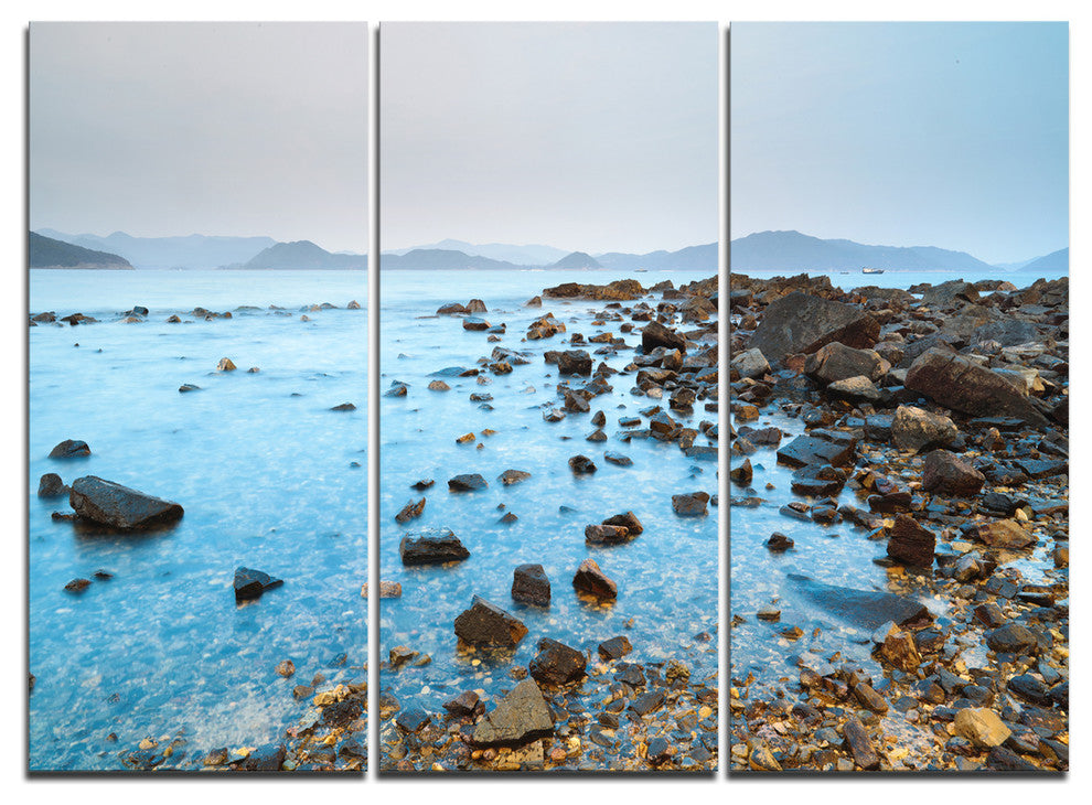 "Hong Kong Port Shelter Stony Beach" Wall Art, 3 Panels, 36"x28"