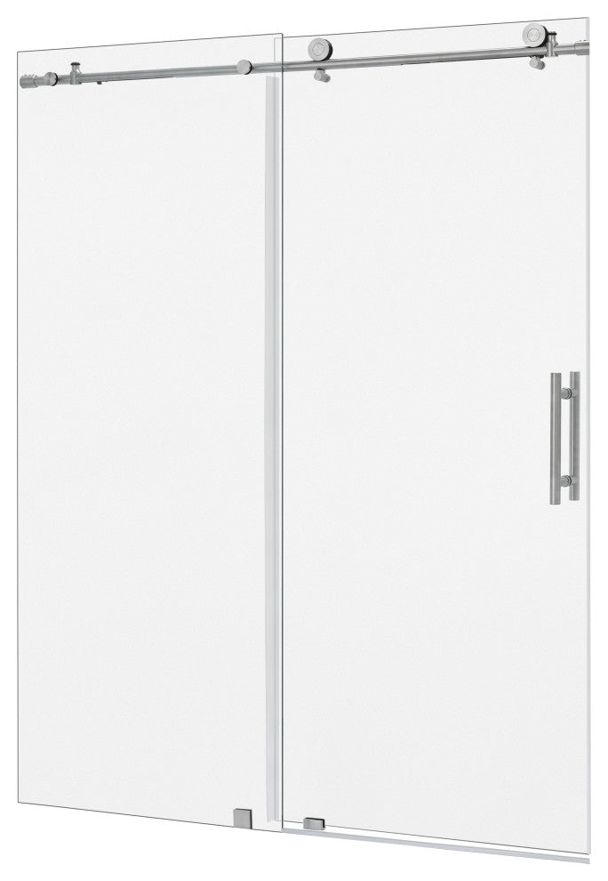 56"“60"Wx76" Frameless Sliding Shower Door With Clear Glass, Chrome