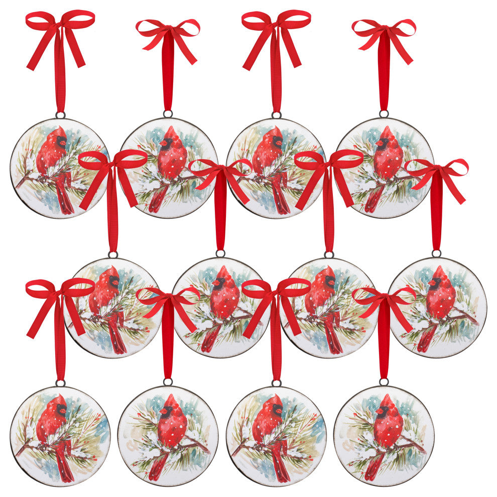 Cardinal and Pine Ornament, 12-Piece Set