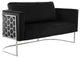 Casa Velvet Upholstered Loveseat, Black, Chrome Finish