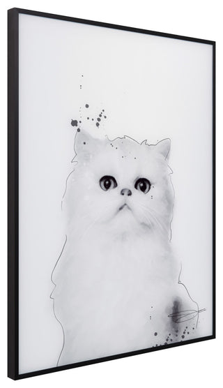 "Persian" Black and White Pet Paintings on Printed Glass With Anodized Frame