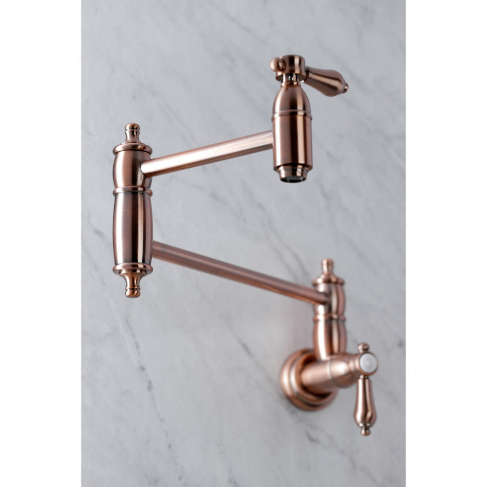 KS310BALAC Heirloom Wall Mount Pot Filler Kitchen Faucet, Antique Copper