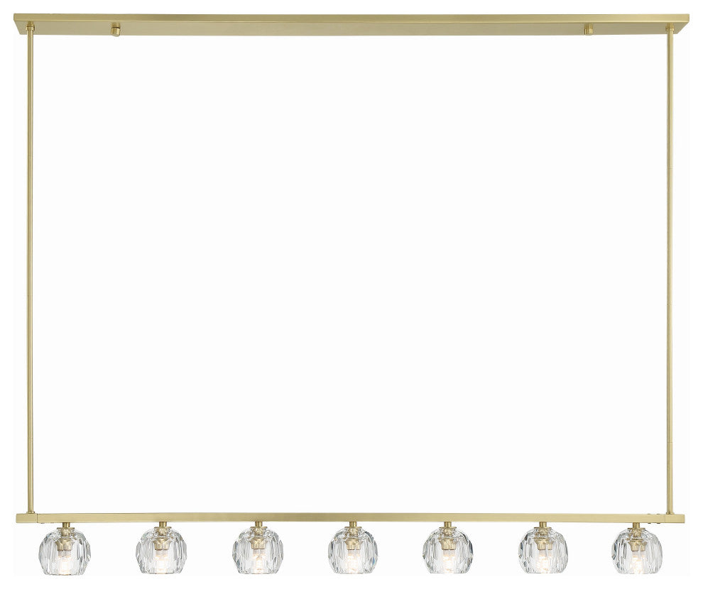Aragon 7-Light Soft Brass Chandelier, Faceted Cut Crystal