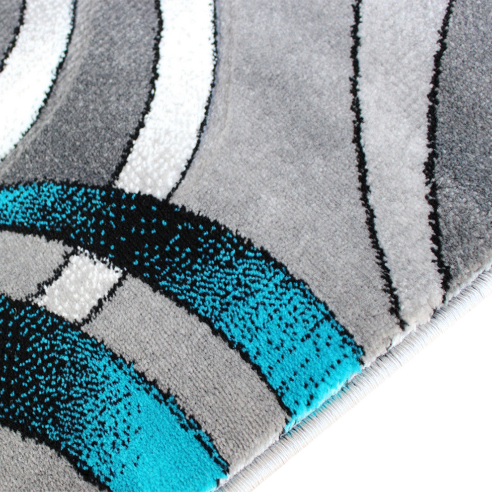 Angie Collection Rectangle 5' x 7' Turquoise Swirl Area Rug