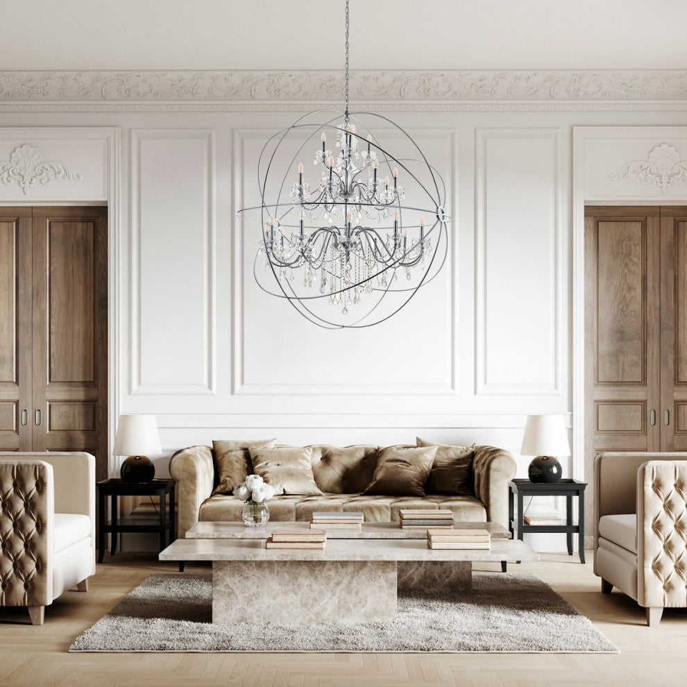 Cory 24-Light Chrome Crystal Pendant
