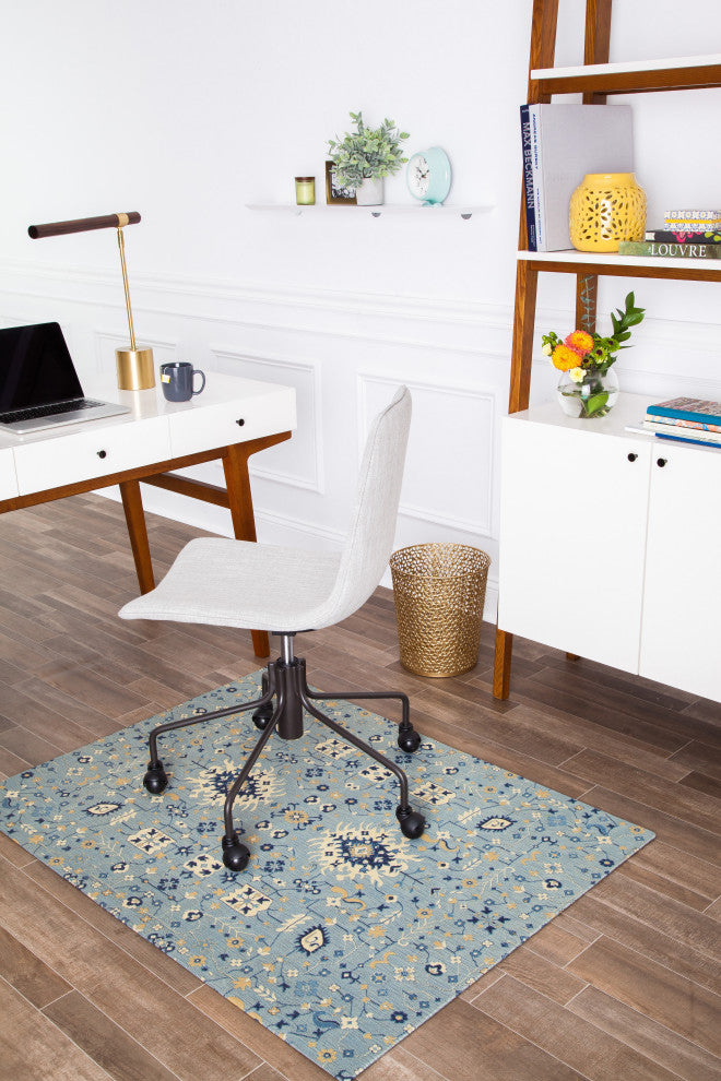 Tabrix Blue and Beige Rug'd Chairmat, 40"x54", .25" Pile Height