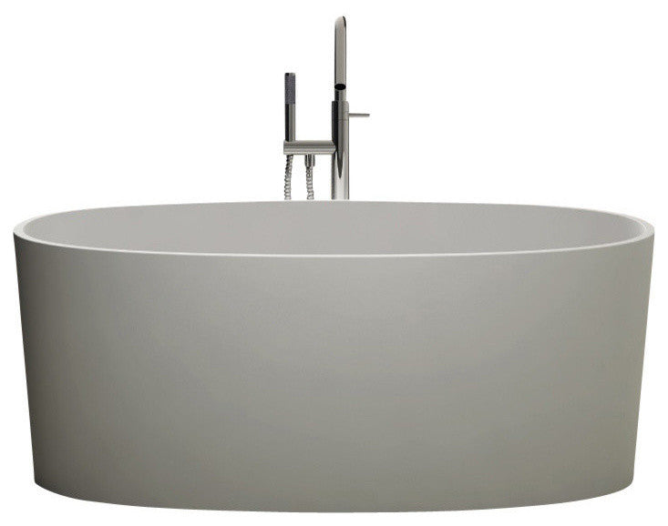 ADM Oval Freestanding Bathtub, White, 61", Glossy White