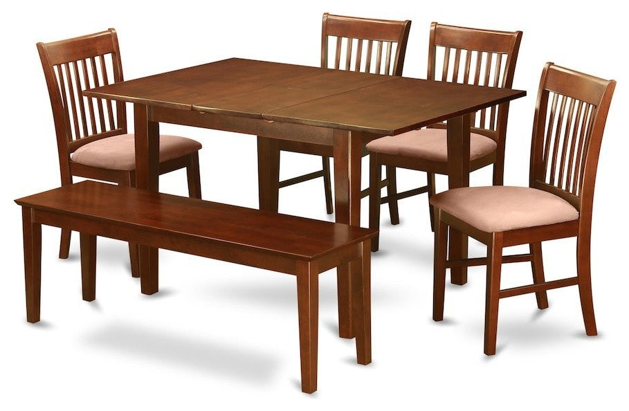 6 Pc Dinette Set For Small Spaces- Tables And 4 Dining Chairs And Bench