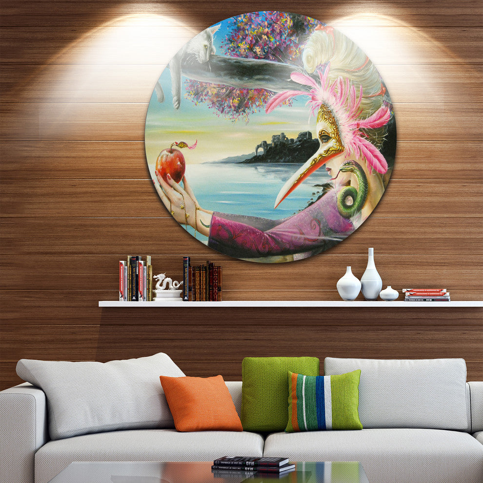 Secret Of Temptation, Portrait Digital Art Disc Metal Artwork, 11"