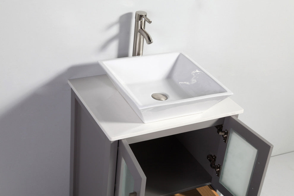 Vanity Art Bathroom Vanity Set With Sink, Gray, 36", Standard Mirror