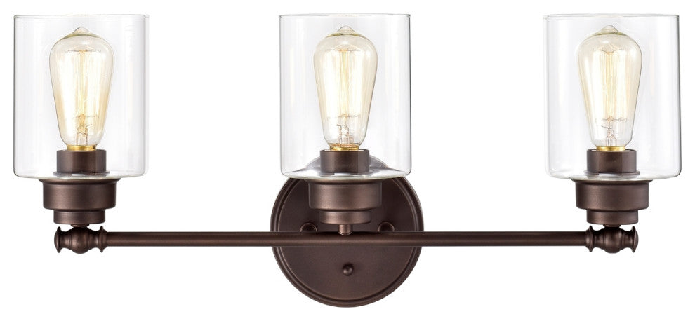 Karson Transitional 3 Light Oil Rubbed Bronze Bath Vanity Fixture 23" Wide